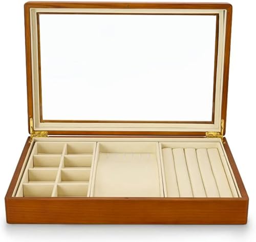 YHEIANJ Schmuckschatulle, Multifunktionale Schmuckschatulle, Aufbewahrungsbox Für Schmuck Aus Holz, Ring-Display-Tablett, Aufbewahrungsbox Für Armbänder, Schmuckschatullen Und -Organizer,B1 von YHEIANJ