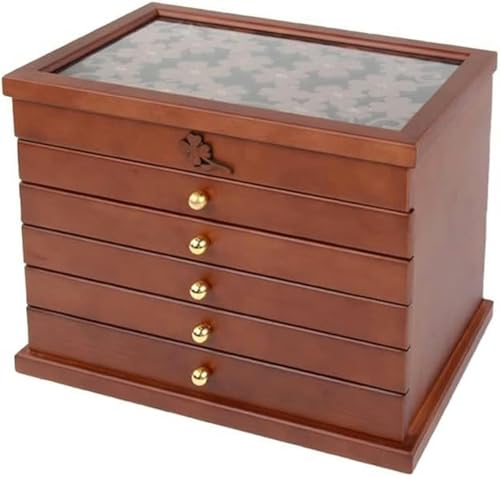 YHEIANJ Schmuckschatulle Schmuckschatulle Aus Holz, Sechslagige Aufbewahrungsbox, Kosmetikbox, Aufbewahrungsbox Für Ringe, Ohrringe, Halsketten Und Armbänder, Ausgekleidet Mit Flanell, 12,B von YHEIANJ