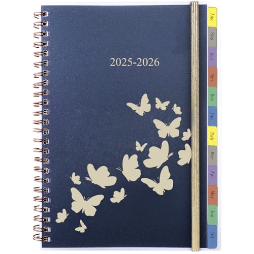 Kalender 2025 2026 Buchkalender A5, Wochenplaner 1 Woche 2 Seite mit Monatsübersicht & Tasche, Schülerkalender 2025/2026 Schulplaner, Terminplaner 2025/26 Ringbuch, Spiralbindung Planer 24/25, Aug-Jul von YHH