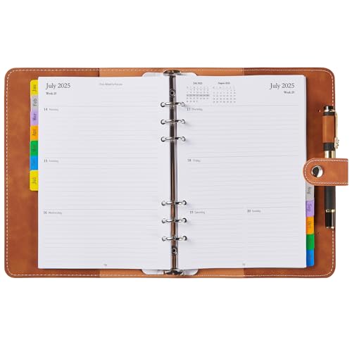 Kalender 2025 A5 Nachfüllbar, Terminplaner/Wochenplaner Ringbuch mit Tabs, Tasche, Stiftschlaufe, Softcover Buchkalender 1 Woche 2 Seiten, Organizer mit Budget Notizen Kontakt, Jan’25-Dez’25 von YHH