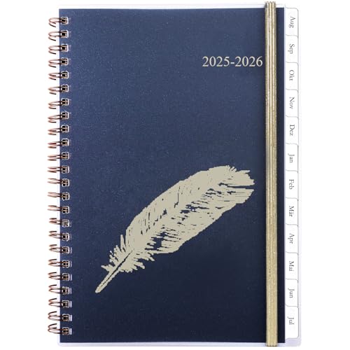 Kalender 2025 2026 A5, Buchkalender 1 Woche 2 Seit mit Tabs, Tasche, Schülerkalender 2025/2026 Ringbuch, Spiralbindung Wochenplaner Schulplaner Studienplaner Planer, Aug.25 bis Jul.26(auf Deutsch) von YHH