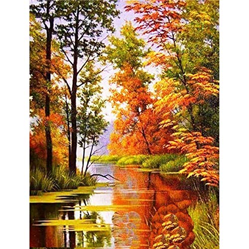 Kreuzstich Stickerei Set Vorgedruckt erwachsene anfanger Landschaft Herbst Kreuzstich für Anself DIY Starter Stickbild Handwerk11CT Geschenk Heimdekoration(16×20inch） von YHMLFYRE