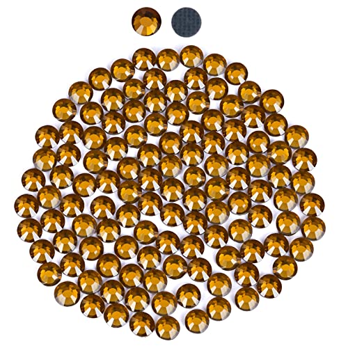 2160 Hotfix-Strasssteine,Flatback Glitzersteine Stones, Glas, runde Kristalle Strasssteine, Edelsteine​zum Basteln, für Kleidung, Schuhe, Taschen, DIY-Dekoration,Gold Yellow,SS20,4.6MM-4.8MM von YHMQ DU