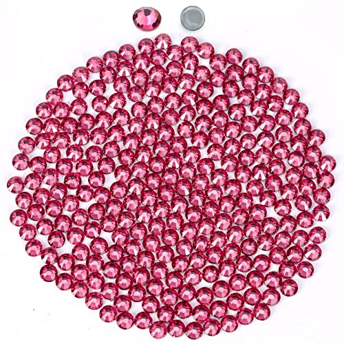 576 Hotfix-Strasssteine,Flatback Glitzersteine Stones, Glas, runde Kristalle Strasssteine, Edelsteine​zum Basteln, für Kleidung, Schuhe, Taschen, DIY-Dekoration,Dk.Pink,SS30,6.2MM-6.4MM von YHMQ DU