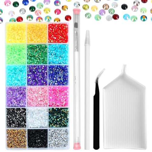 YHMQ DU 36000-teiliges 3-mm-Jelly-Strass-Set – Kunstharz-Strasssteine in gemischten Farben für Nägel, Kleidung, Schuhe, Trinkgläser, Dekoration, Geschenke, flache Rückseite, rund von YHMQ DU