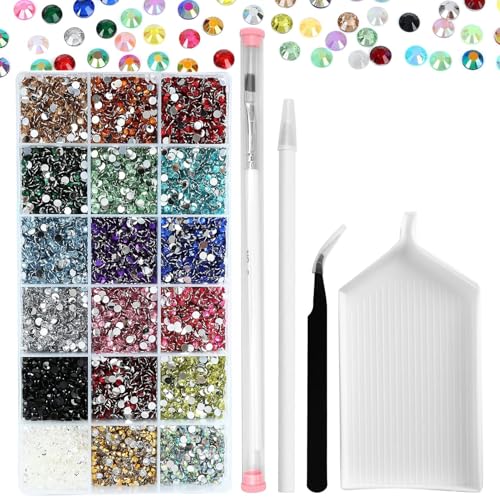 YHMQ DU Strass-Set mit flacher Rückseite, 3 mm, gemischte Farben, für Nagelkunst, DIY-Dekoration, Nicht-Hotfix-Harz, runde Form, Kristall, 36.000 Stück von YHMQ DU