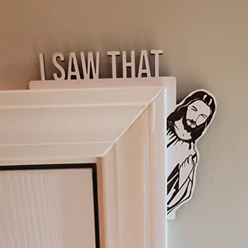 YHQKJ Jesus Türrahmen Skulptur Jesus in Ihrer Ecke, kreative Jesus Statue Kunst Wanddekoration Holzfiguren Türsitter Regalsitter I See You Schild Home Office Decor (Color : 7) von YHQKJ