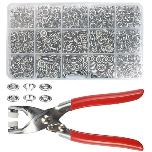 200 Sets Druckknöpfe mit Zange, Druckknopf Set mit Zange, Metall Druckknöpfe für Kleidung, Edelstahl Druckknöpfe Ohne Nähen für DIY Kleidung Stoff, mit Druckknopfzange von YHSKJCD