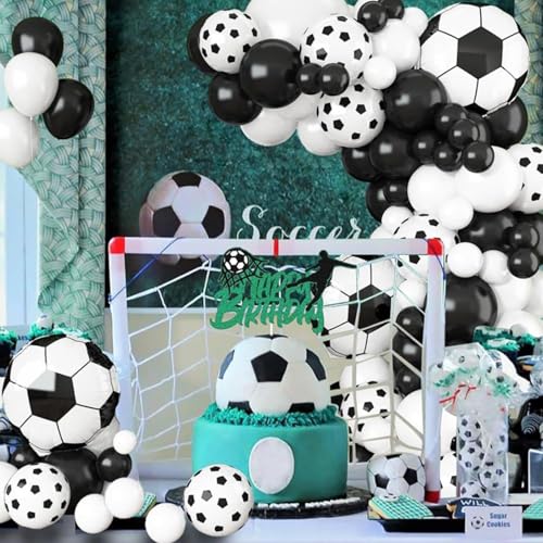 Fußball Luftballons Girlande, 94 Stück Schwarz Weiß Fussball Latex Ballons Girlande Weiß und Schwarz Helium Balloons für Weltmeisterschaft Fussball Thema Party Jungen Männer Geburtstag von YHSKJCD