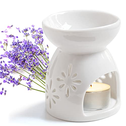 YHSKJCD Keramik Duftlampe Aromalampe mit Kerzenhalter, Aroma Lampe Teelicht öl Aromabrenner, Aroma Diffusor Räucher Zubehör für Duftöl für eine glückselige Atmosphäre(1er Set) von YHSKJCD