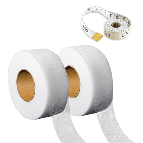 YHUIKXIN 2 Pack Saumband zum Aufbügeln 640×4cm Klebeband zum Aufbügeln Waschfest mit Maßband Selbstklebendes Saumband zum Reparieren von Stoff, Vorhang, Gardinen, Hosen, Kleidung (Weiß) von YHUIKXIN