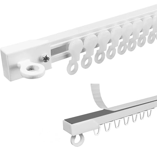 Gardinenschiene Ohne Bohren Selbstklebende - Deckenschiene Vorhang Für Fenster Badezimmer Wohnmobile, Top/Seitliche Montage(Wall,3.6m) von YHXAIQ