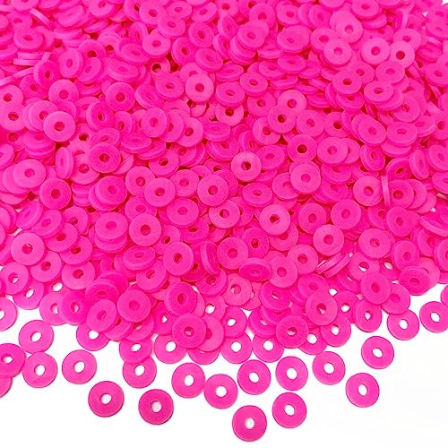 5000 Stück Hot Pink Ton Perlen Polymer Clay Perlen Heishi Perlen Flache Runde Abstandshalter Perlen für Armbänder Ohrringe Halskette Herstellung DIY Handarbeit Handwerk 6 mm von YHYPOCI