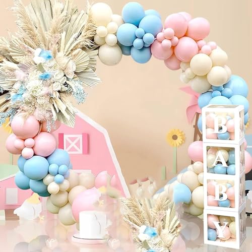 168-teiliges Dekorationsset zum Enthüllen, Geschlechtsoffenbarung, Ballonbogen-Set, Jungen, Mädchen, Baby, Macaron, rosa und blau, Luftballons für Babyparty, Partyzubehör von YHZHIZHIMQ