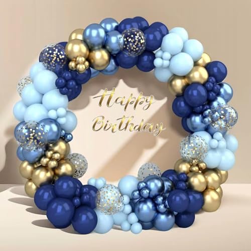 Marineblaue Luftballons Arch Kit,133 Stück Luftballons Geburtstag Blau Gold Girlande Metallic Blaue Gold Balloons Mit Konfetti Ballon Für Jungen Männer Geburtstag Weltraum Party Hochzeit Babypartys von YHZHIZHIMQ