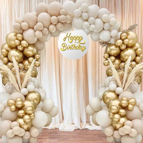 Ballon Girlande Beige, 120 Stück Weißgold Luftballons Kit mit Nude Beige Ballons für Boho Hochzeit Geburtstag Party Babyparty Dekoration von YHZHIZHIMQ