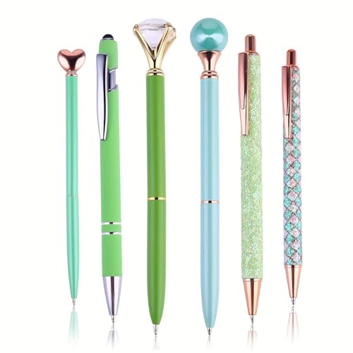 Diamant-Kugelschreiber, Drehkugelschreiber, 1,0 mm, reibungslos, einziehbarer Kugelschreiber für Schüler und Lehrer, 6 Stück von YIAGXIVG