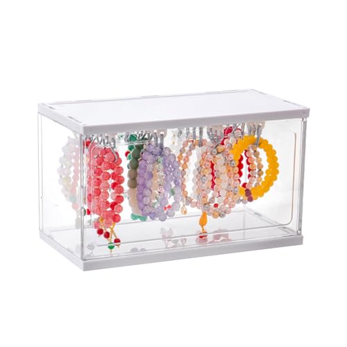 YIBAISI Acryl-Schmuck-Organizer mit Schienen und Haken, transparente Ohrring-Aufbewahrungsbox für Halsketten und Ringe, Armbänder von YIBAISI