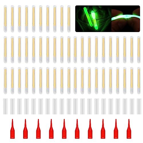 YIBOZI 50 Stück Angel-Leuchtstäbe, leuchtend grün, fluoreszierend, Leuchtstäbe, Nachtangeln, Leuchtstäbe, Angelzubehör, Knicklichter von YIBOZI