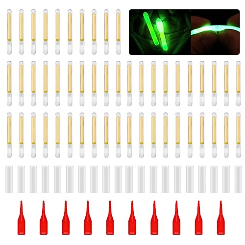 YIBOZI 50 Stück Angel-Leuchtstäbe, leuchtend grün, fluoreszierend, Leuchtstäbe, Nachtangeln, Leuchtstäbe, Angelzubehör, Knicklichter von YIBOZI