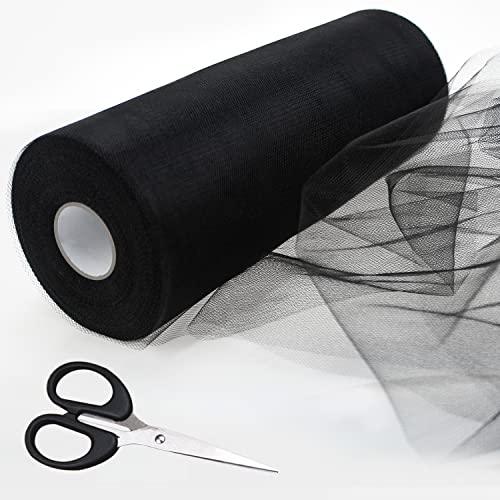 Tüllstoff Tüllstoffrollen Tüllband Tüll Rolle Dekoband 30cm x 100Yards zum Verpacken von Geschenken, Hochzeitsdekorationen, DIY-Röcke, Basteldekorationen(Schwarz) von YICH