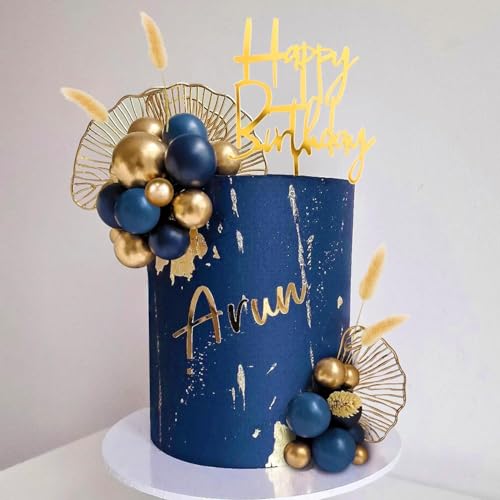 Boho Cake Topper Gold Blau Kugeln Kuchen Dekorationen Palmblätter Boho Gras für Geburtstag Hochzeit Babyparty Party Dekoration von YICRESITY