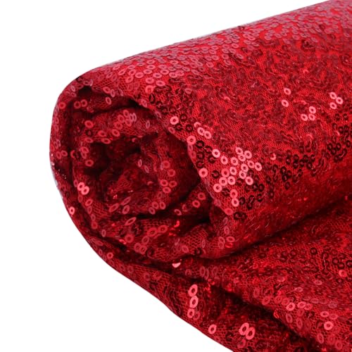 YIEMI Paillettenstoff，Paillettenstoff für modische Kleidung、Spielzeugdekoration、Pailletten Tischdecke und DIY usw.(5 Yard, Claret) von YIEMI