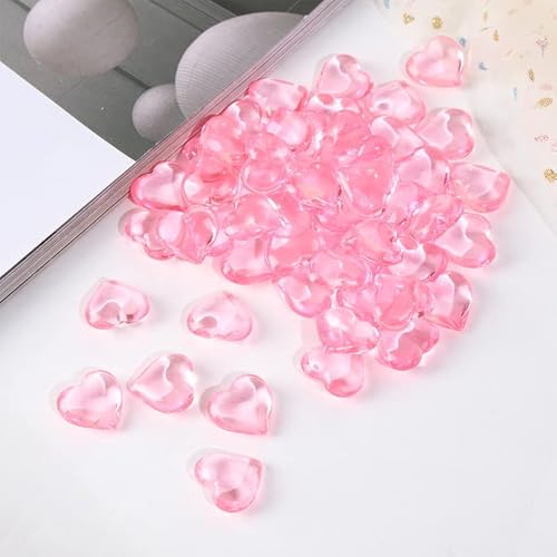 YIEUR 100 Stück rosa Herzen Diamant Konfetti Deko, 22mm glitzer Dekosteine rosa Acryl, Streudeko Kristalle Konfetti Diamanten Plastik Hochzeit Tischdekoration Geschenk Taufe von Partyloon(pink-22) von YIEUR