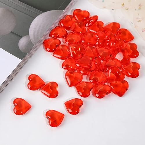 YIEUR 100 Stück rot Herzen Diamant Konfetti Deko, 22mm glitzer Dekosteine Acryl, Streudeko Kristalle Konfetti Diamanten Plastik Hochzeit Tischdekoration Geschenk Taufe von Partyloon(rot-22) von YIEUR