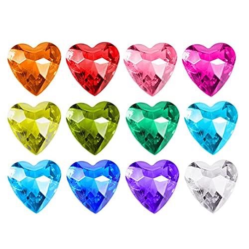 YIEUR 12 Stück Herzen Diamant große bunte Deko, 40mm glitzer Dekosteine Acryl, große Streudeko Kristalle Konfetti Diamanten Plastik Hochzeit Tischdekoration Geschenk Taufe von Partyloon(bunte-40) von YIEUR