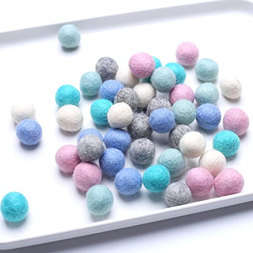 YIEUR 48pcs Filzkugeln Perlen Set Pastell Pompom Wolle Set 2cm Wollfilzkugeln Bunt Pom Poms Für DIY Handgefertigt Wollfilz Dekorationen und Geschenk (6farbe-hell) von YIEUR