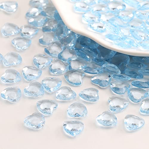 YIEUR 600 Stück blau Herzen Diamant Konfetti Deko, 12mm glitzer Dekosteine Acryl, Streudeko Kristalle Konfetti Diamanten Plastik Hochzeit Tischdekoration Geschenk Taufe von Partyloon(blau-12) von YIEUR