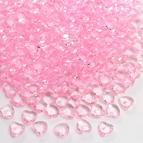 YIEUR 600 Stück rosa Herzen Diamant Konfetti Deko, 12mm glitzer Dekosteine rosa Acryl, Streudeko Kristalle Konfetti Diamanten Plastik Hochzeit Tischdekoration Geschenk Taufe von Partyloon(pink-12) von YIEUR