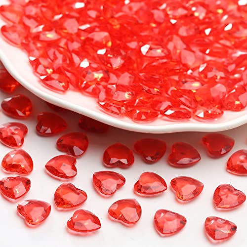 YIEUR 600 Stück rot Herzen Diamant Konfetti Deko, 12mm glitzer Dekosteine Acryl, Streudeko Kristalle Konfetti Diamanten Plastik Hochzeit Tischdekoration Geschenk Taufe von Partyloon(rot-12) von YIEUR