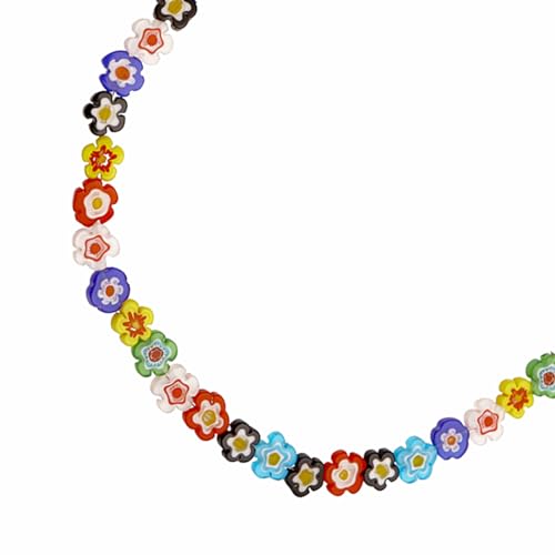 YIEUR 55 Stück Glasperlen Blumen bunt, 8mm Glas Perlen 1 Stränge Blumen Form Spacer Perlen Bastelperlen für DIY Schmuckherstellung (blumen-8mm) von YIEUR