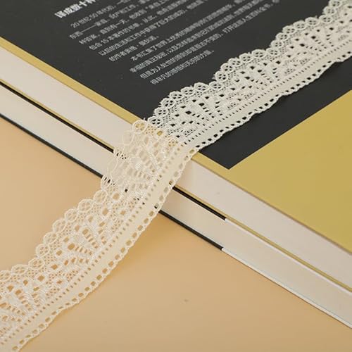 YIGOOWN 2.8CM Breit Spitzenband Elastizität Spitzenband Spitzenborte Spitzenbordüre Dekoband Spitze Blume Borte Bänder zum Nähen für DIY Basteln Kleidung Unterwäsche Dessous (Beige, 2Y) von YIGOOWN