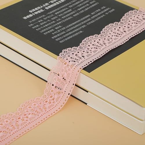 YIGOOWN 2.8CM Breit Spitzenband Elastizität Spitzenband Spitzenborte Spitzenbordüre Dekoband Spitze Blume Borte Bänder zum Nähen für DIY Basteln Kleidung Unterwäsche Dessous (Rosa, 10Y) von YIGOOWN