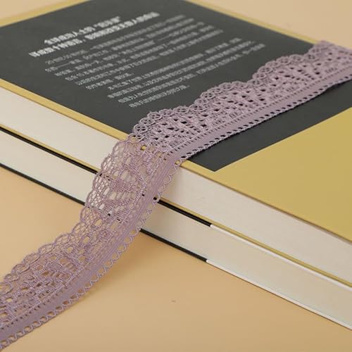 YIGOOWN 2.8CM Breit Spitzenband Elastizität Spitzenband Spitzenborte Spitzenbordüre Dekoband Spitze Blume Borte Bänder zum Nähen für DIY Basteln Kleidung Unterwäsche Dessous (Violett, 10Y) von YIGOOWN