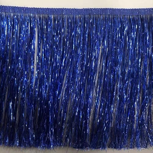 YIGOOWN Fransenborte Glitzer Fransenband Fransenbordüre Tanzfransen PET Sewing Fringe Trim Borten und Bänder zum Nähen für DIY Basteln Party Vorhänge Dekoration Apparel (Blau, 10cm x 10m) von YIGOOWN