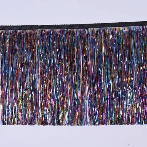 YIGOOWN Fransenborte Glitzer Fransenband Fransenbordüre Tanzfransen PET Sewing Fringe Trim Borten und Bänder zum Nähen für DIY Basteln Party Vorhänge Dekoration Apparel (Bunte, 10cm x 10m) von YIGOOWN