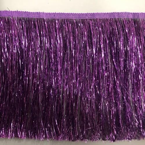 YIGOOWN Fransenborte Glitzer Fransenband Fransenbordüre Tanzfransen PET Sewing Fringe Trim Borten und Bänder zum Nähen für DIY Basteln Party Vorhänge Dekoration Apparel (Lila, 10cm x 10m) von YIGOOWN