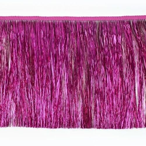 YIGOOWN Fransenborte Glitzer Fransenband Fransenbordüre Tanzfransen PET Sewing Fringe Trim Borten und Bänder zum Nähen für DIY Basteln Party Vorhänge Dekoration Apparel (Rose Rot, 10cm x 10m) von YIGOOWN