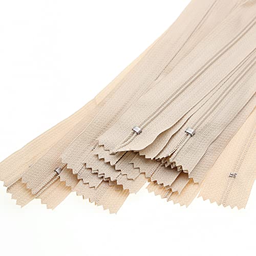 Nylon Reißverschlüsse, Nicht Teilbar Reißverschlüsse, 30cm lang, 2.6cm breit für Nähen Tasche Kissenbezügen Kleidung (30 Stück, Beige) YIGUANXIN von YIGUANXIN