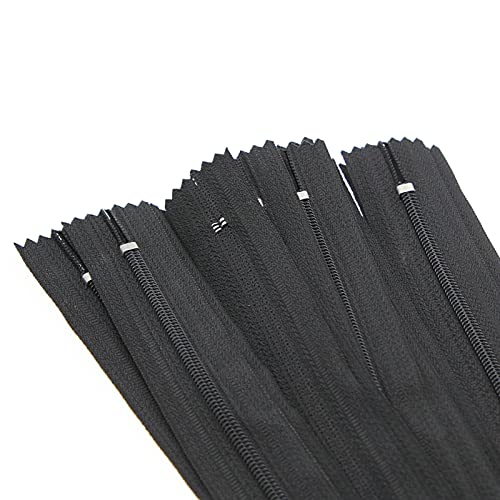 Nylon Reißverschlüsse, Nicht Teilbar Reißverschlüsse, 55cm lang, 2.6cm breit für Nähen Tasche Kissenbezügen Kleidung (20 Stück, Schwarz) YIGUANXIN von YIGUANXIN