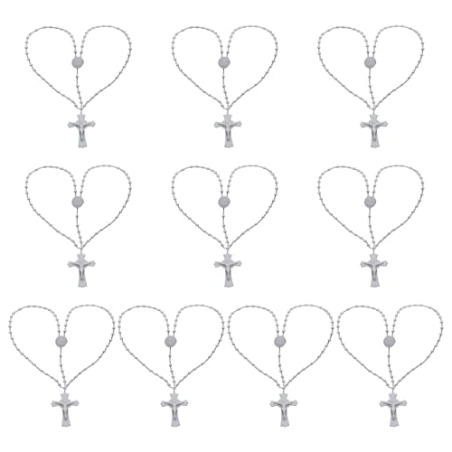 Set mit 10 hellen, bunten Gebets-Rosenkranz-Perlen, Kruzifix, katholisches Gebet, religiöser Schmuck, Halskette von YIGZYCN