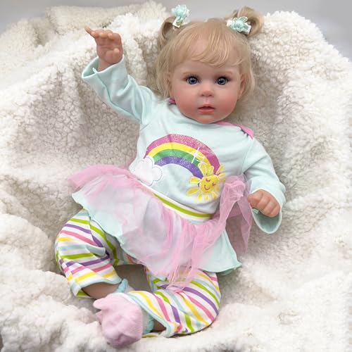 YIHANGG 20Zoll Reborn Baby Puppe mit Sichtbaren Adern 50cm Lebensecht Neugeborene Puppe Körper aus Stoff Mädchen Blondes Haar Kleinkind Geschenk Kollektion von YIHANGG