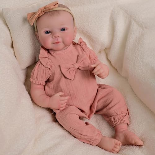 YIHANGG 48cm Ganzkörper-Silikon Reborn Baby Puppe Lebensecht Neugeborene Puppe Realistisch Kleinkind Mädchen Offene Augen Geburtstag Xmas Geschenk von YIHANGG