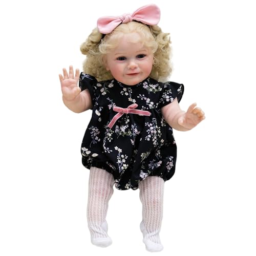 YIHANGG 55cm Reborn Baby Puppe mit Blonden Locken Realistisch Neugeborene Puppe 22Zoll Kleinkind Prinzessin Puppe Kinder Verkleiden Geburtstag Geschenke von YIHANGG