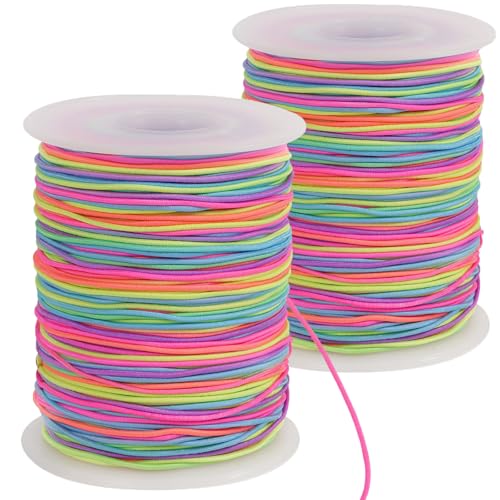 1mm x 200m Gummiband für Armbänder, 2 Rollen Elastisches Band für Armbänder, Bunt Armband Gummischnur für Perlen, Faden Schnur für Armbänder für DIY Handwerk Schmuck von YIIFELL