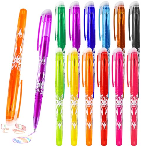 YIIFELL 12 Stück Radierbarer Kugelschreiber, 0.7mm Tintenroller Radierbar, Gelschreiber Friction Stifte Radierstift, Erasable Pen Set für Bürobedarf Schulsachen Studenten (Mehrfarbig) von YIIFELL